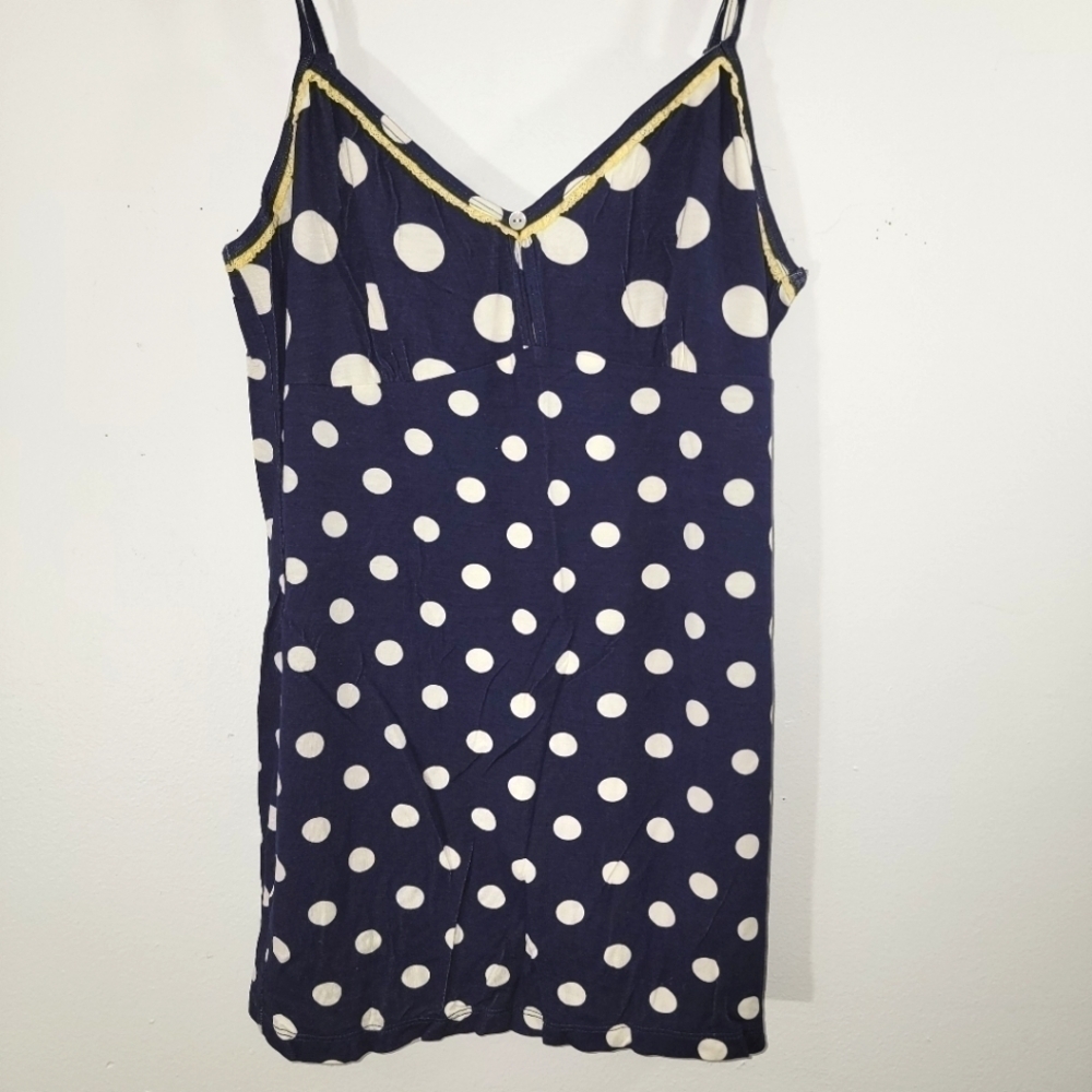 PJ Salvage Navy White Polka Dot Cami Camisole T-Shirt Top Tank Modal M